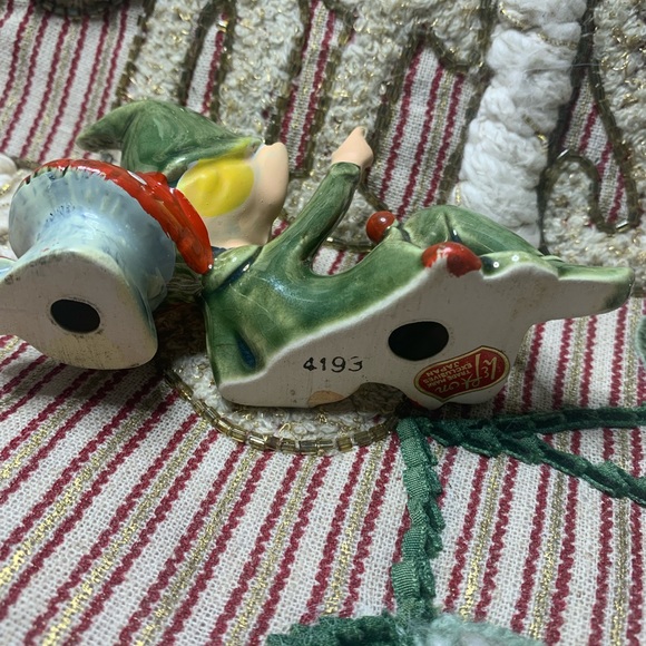 Pristine 50’s Lefton Elves #4193 Trademark Exclusives Japan Green/ mushrooms. - Picture 8 of 11